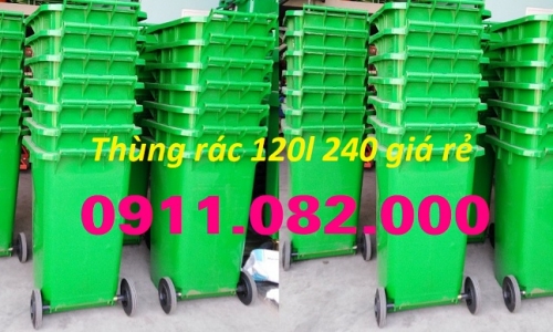 Thùng rác phân loại giá rẻ tại vĩnh long- thùng rác màu xanh 120l 240